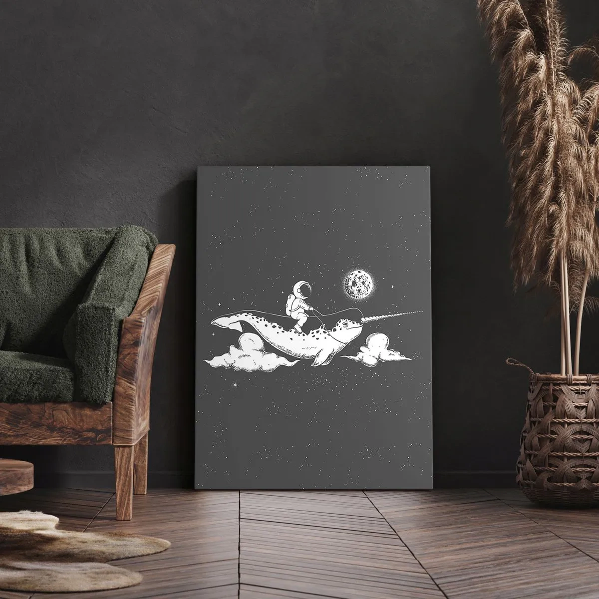 Canvastavla - Bild på duk - Rymdryttare - 45x80 cm