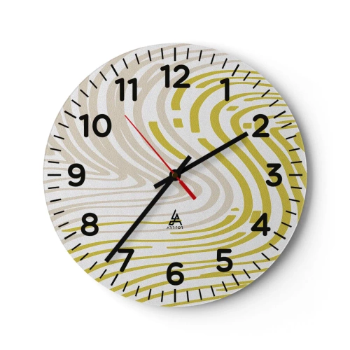 Väggklocka - Klocka på glas - Komposition med en mjuk böjning - 30x30 cm