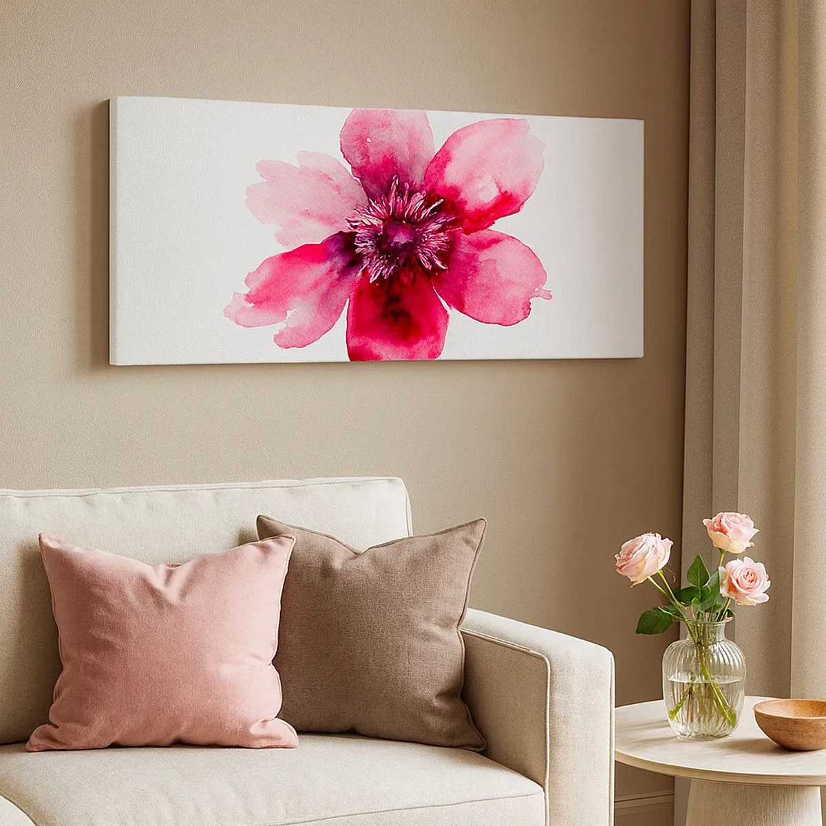 Canvastavla - Bild på duk - Doftande karminkyss - 100x40 cm