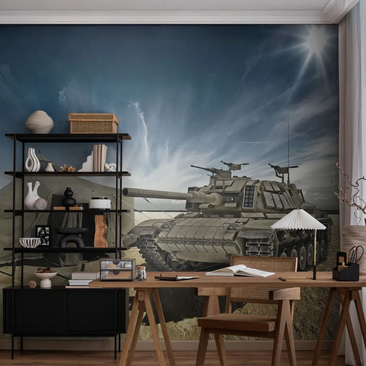 Fototapet Premium Sand - Militär dröm - Militär, Armé, Tank - 100x70 cm