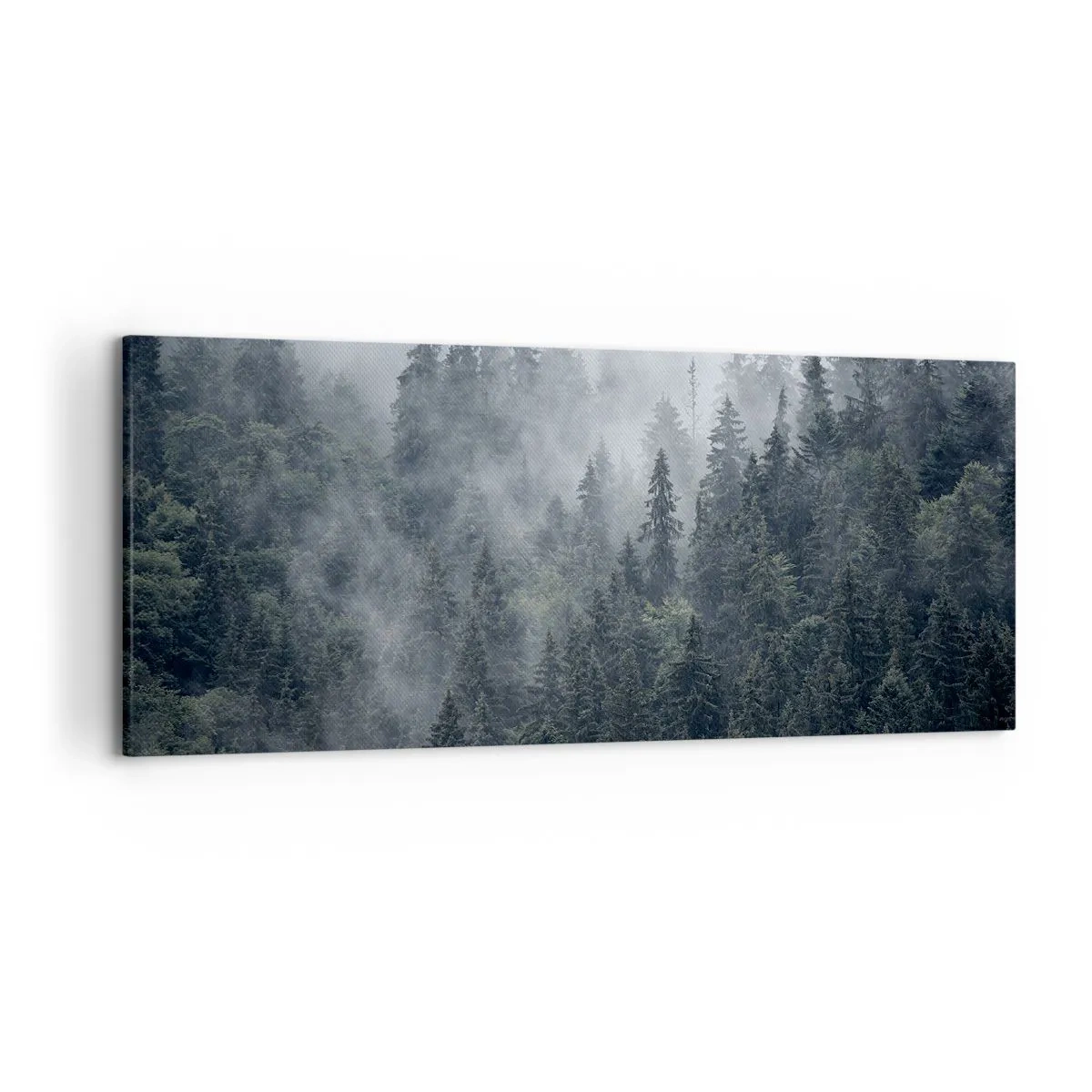 Canvastavla - Bild på duk - Gryning i skogen - 120x50 cm