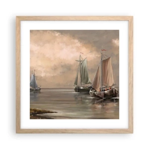 Affisch i ram av ljusek - Seglarnas hemkomst - 40x40 cm