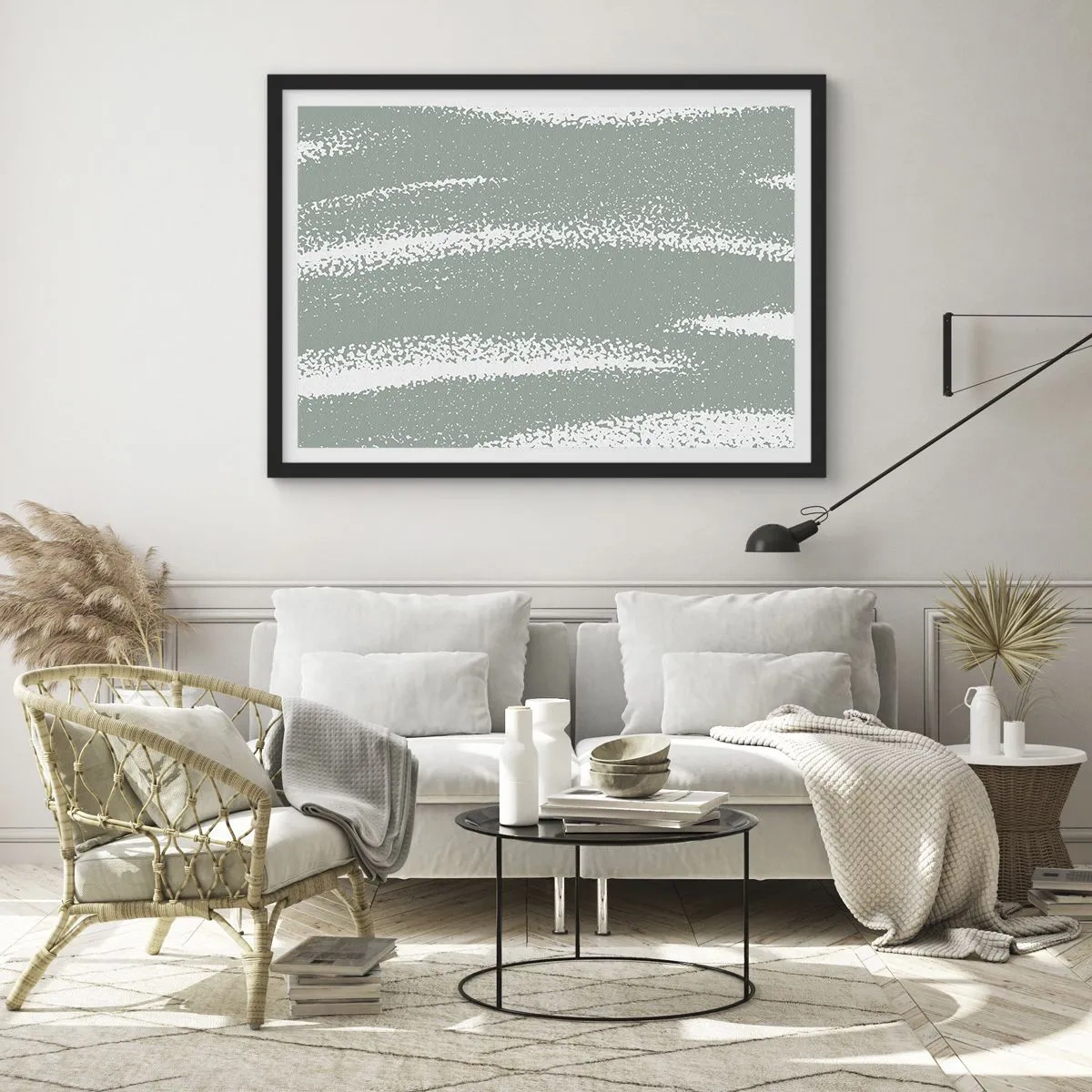 Affisch i svart ram - Abstraktion i vinterstämning - 70x50 cm
