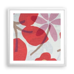 Affisch i vit ram - Blomsterkomposition i rosa - 50x50 cm