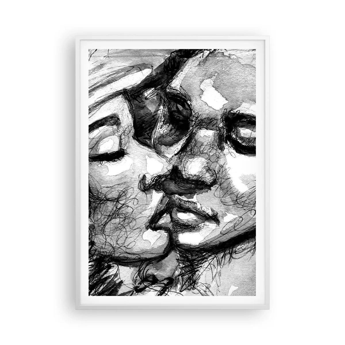 Affisch i vit ram - Ett ömt ögonblick - 70x100 cm