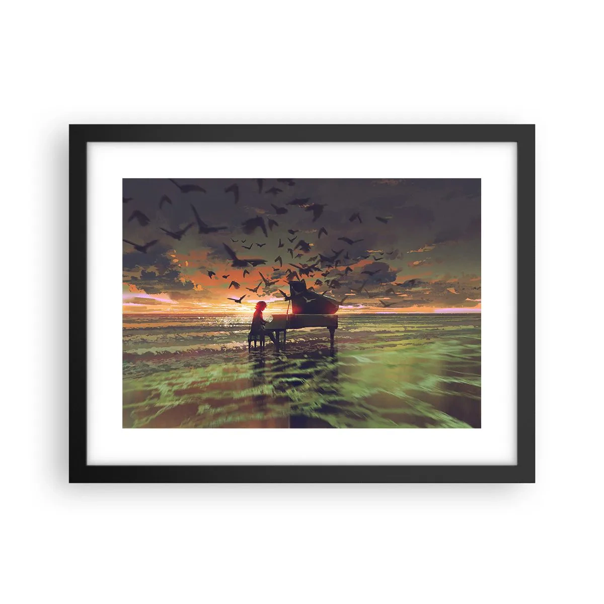 Affisch i svart ram - Konsert för piano och vågor - 40x30 cm