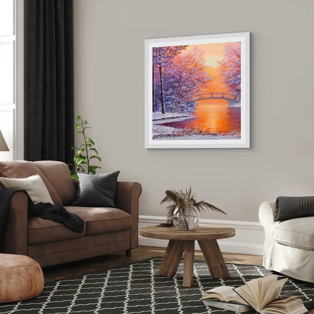 Affisch i vit ram - Låt oss mötas här - 30x30 cm