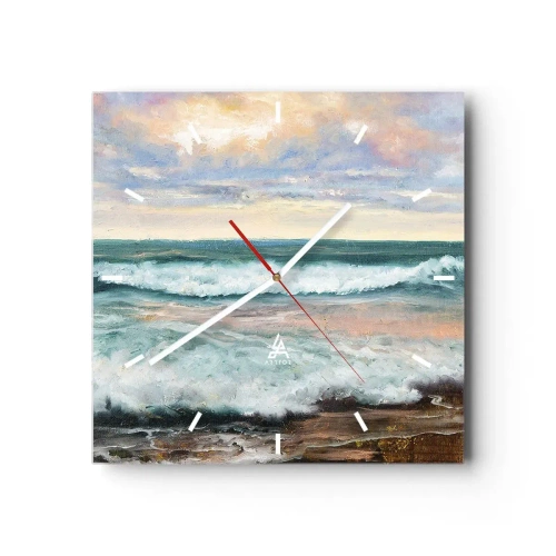 Väggklocka - Klocka på glas - Här kan du släta ut din själ - 40x40 cm