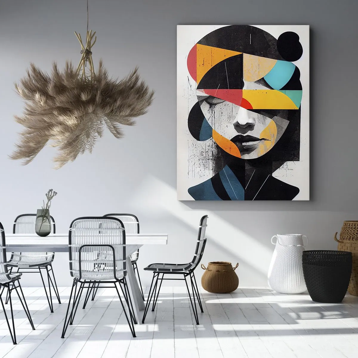 Canvastavla - Bild på duk - Flerfärgad inre porträtt - 50x70 cm