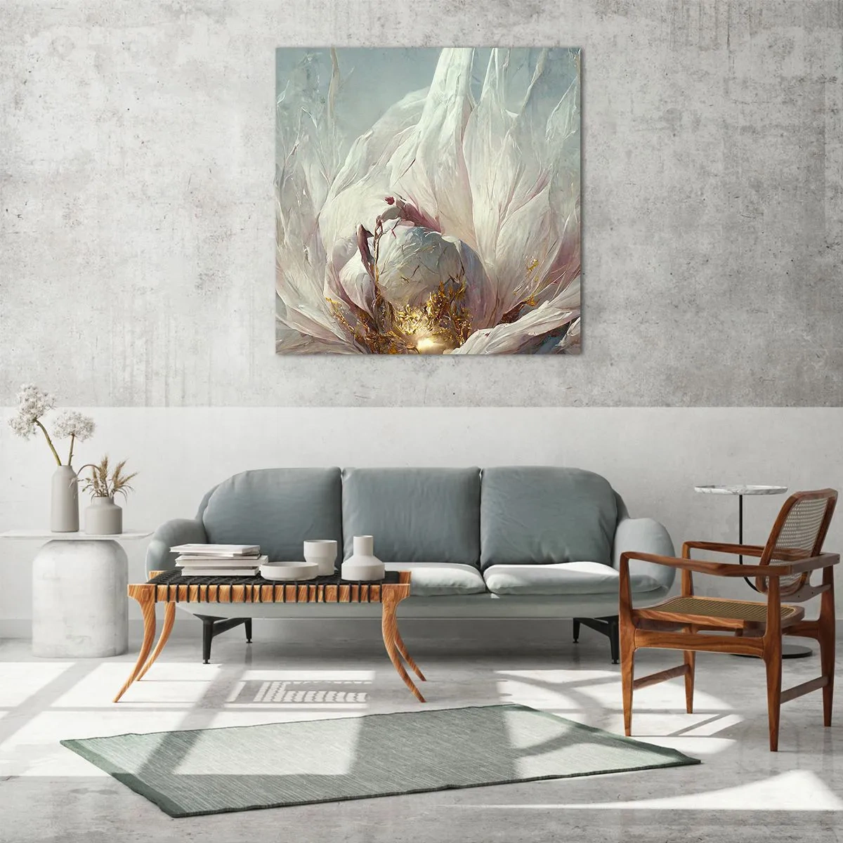 Glastavla - Bild på glas - Blommar en gång på hundra år - 70x70 cm