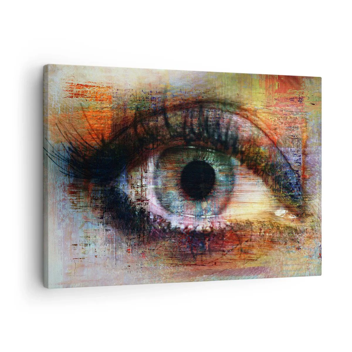 Canvastavla - Bild på duk - Konstnärligt öga i flerfärgad abstraktion - 70x50cm - Man kan titta in i själen - Modern väggdekoration för vardagsrum och sovrum ARTTOR