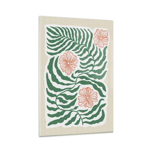 Glastavla - Bild på glas - Blommande i grönt - 80x120 cm