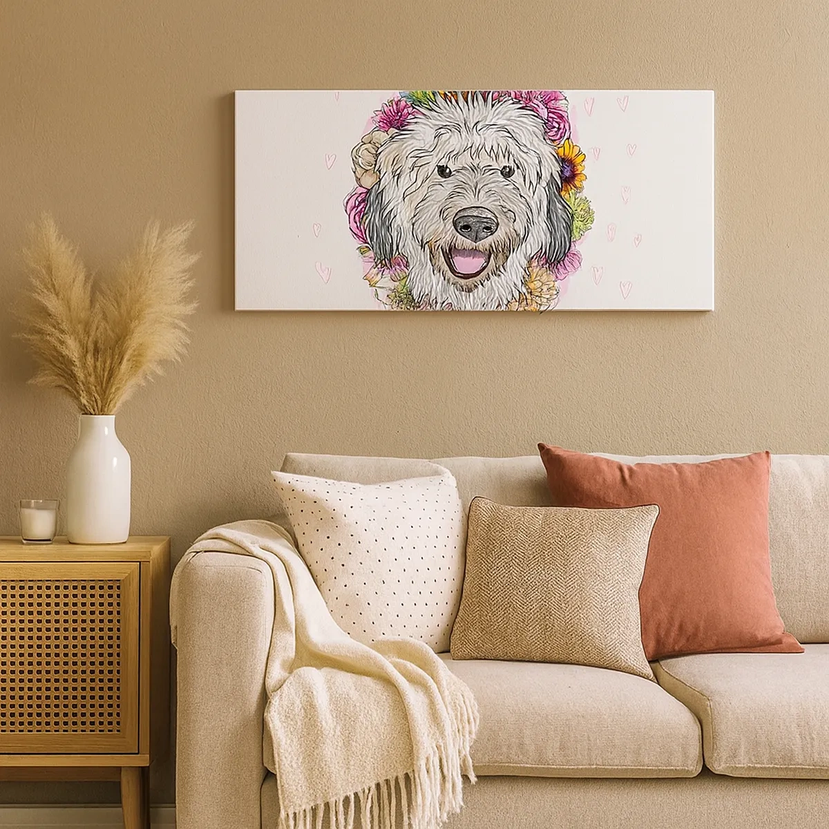 Canvastavla - Bild på duk - Valpglädje - 30x30 cm