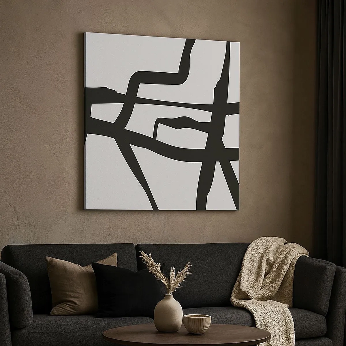 Canvastavla - Bild på duk - Svartvit konstruktion - 30x30 cm