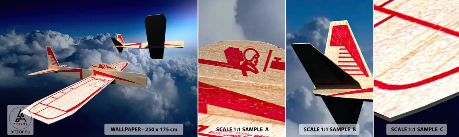 Fototapet Prov Standard Eco - Ännu högre, ännu längre - Plan, Segelflygplan, Moln - 100x30 cm