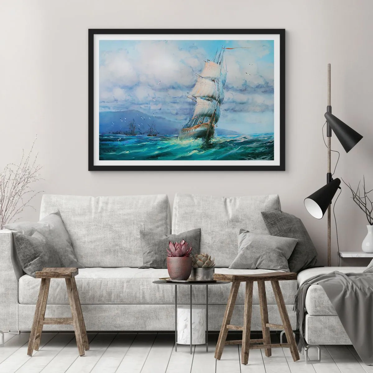 Affisch i svart ram - Goda vindar - 70x50 cm