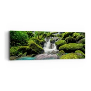 Canvastavla - Bild på duk - Turkos, safir och flytande silver - 90x30 cm