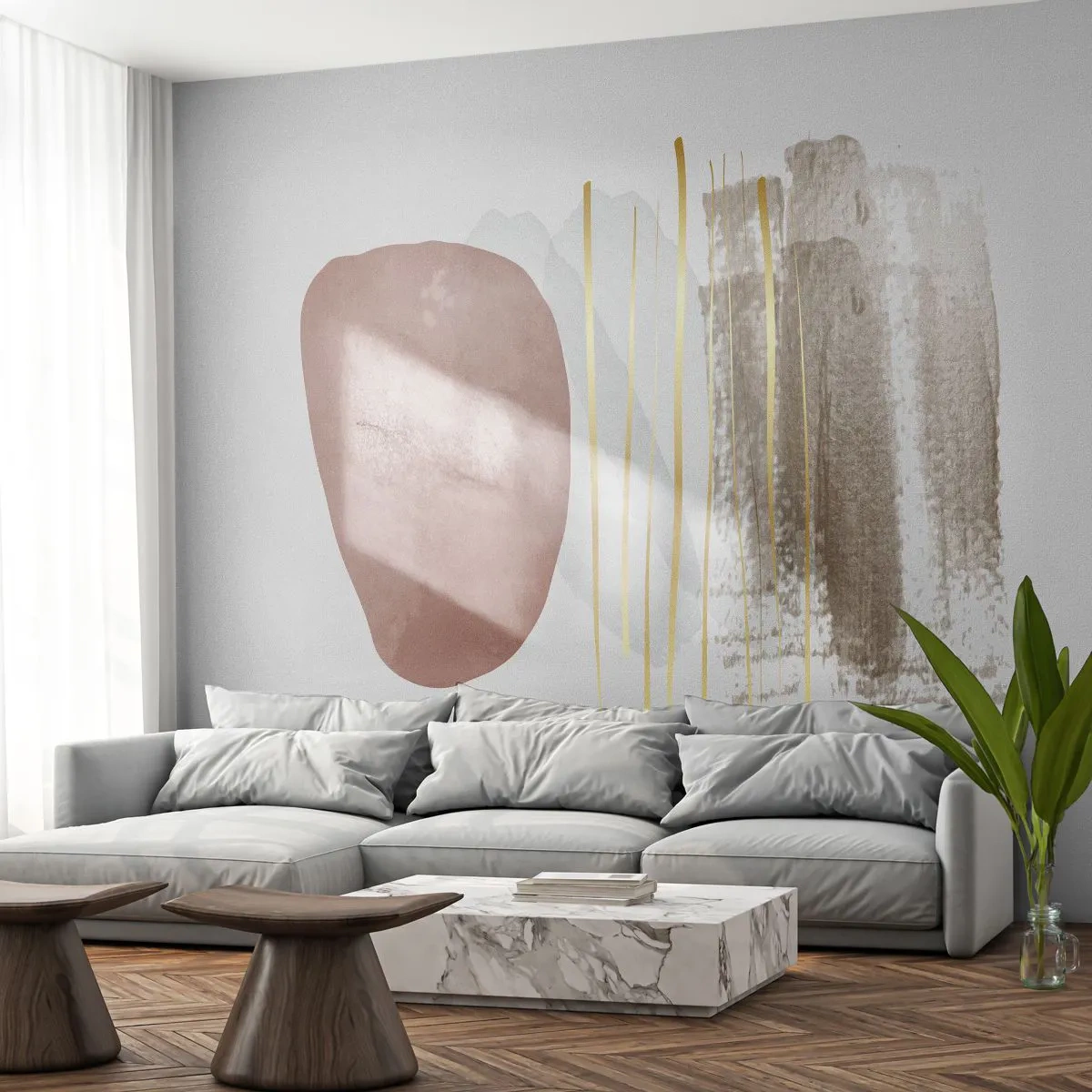 Självhäftande Fototapet Deluxe Sticker - Abstrakt pelargång - Abstraktion, Bit, Modernt mönster - 250x175 cm
