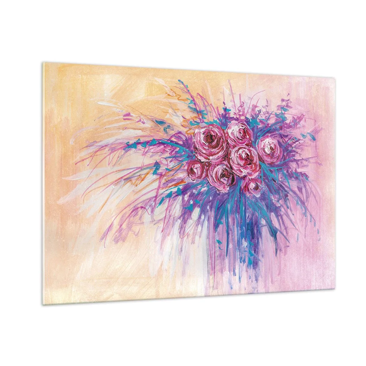 Glastavla - Bild på glas - Rosfontän - 100x70 cm