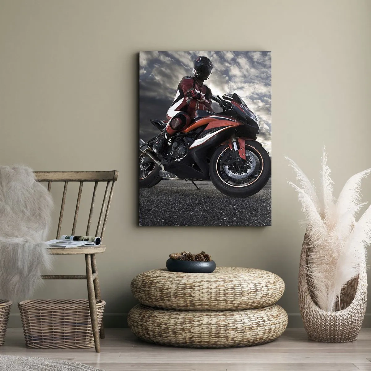 Canvastavla - Bild på duk - Mörk ryttare - 55x100 cm