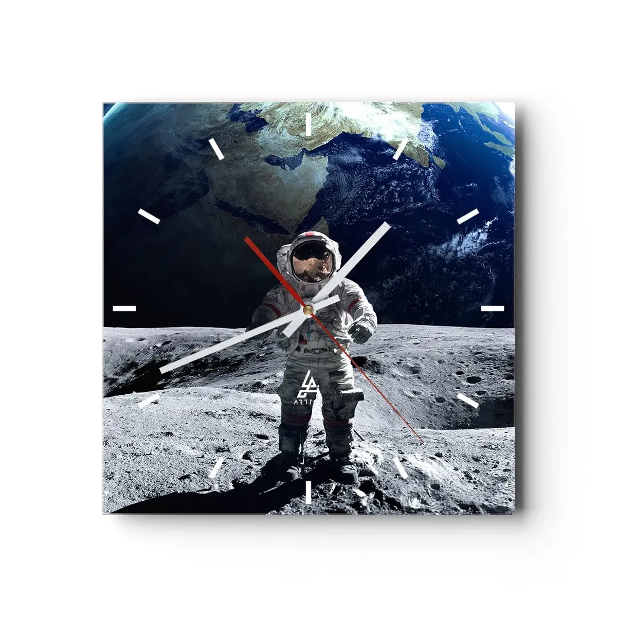 Väggklocka - Klocka på glas - Hälsningar från månen - 40x40 cm