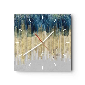 Väggklocka - Klocka på glas - Förgylld gräns - 40x40 cm