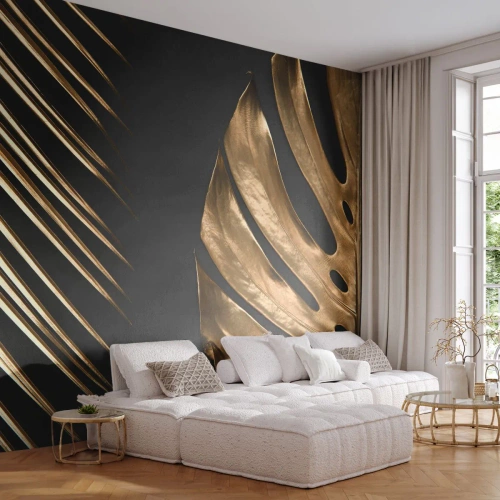 Fototapet Premium Sand - Olika men lika dyra - Palmblad, Monstera löv, Abstraktion - 350x256 cm
