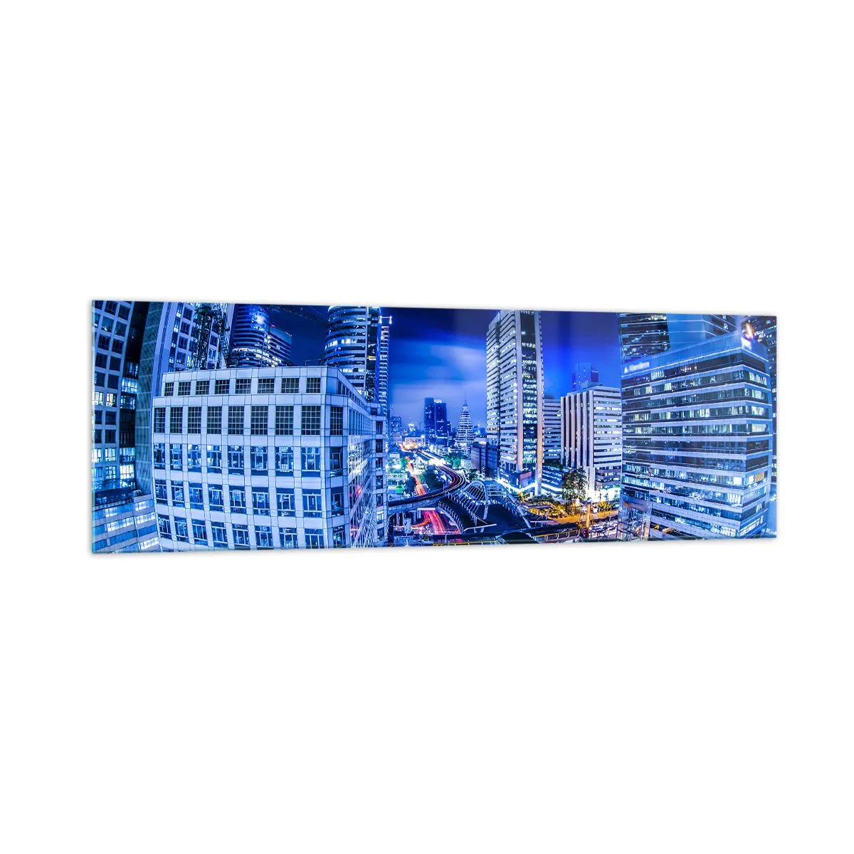 Glastavla - Bild på glas - Stadens nattrytmer - 160x50 cm