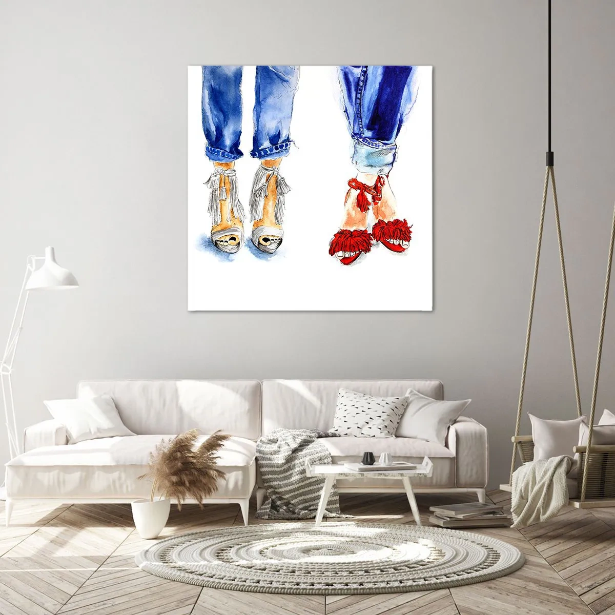 Canvastavla - Bild på duk - Kanske går vi ut på promenad? - 70x70 cm