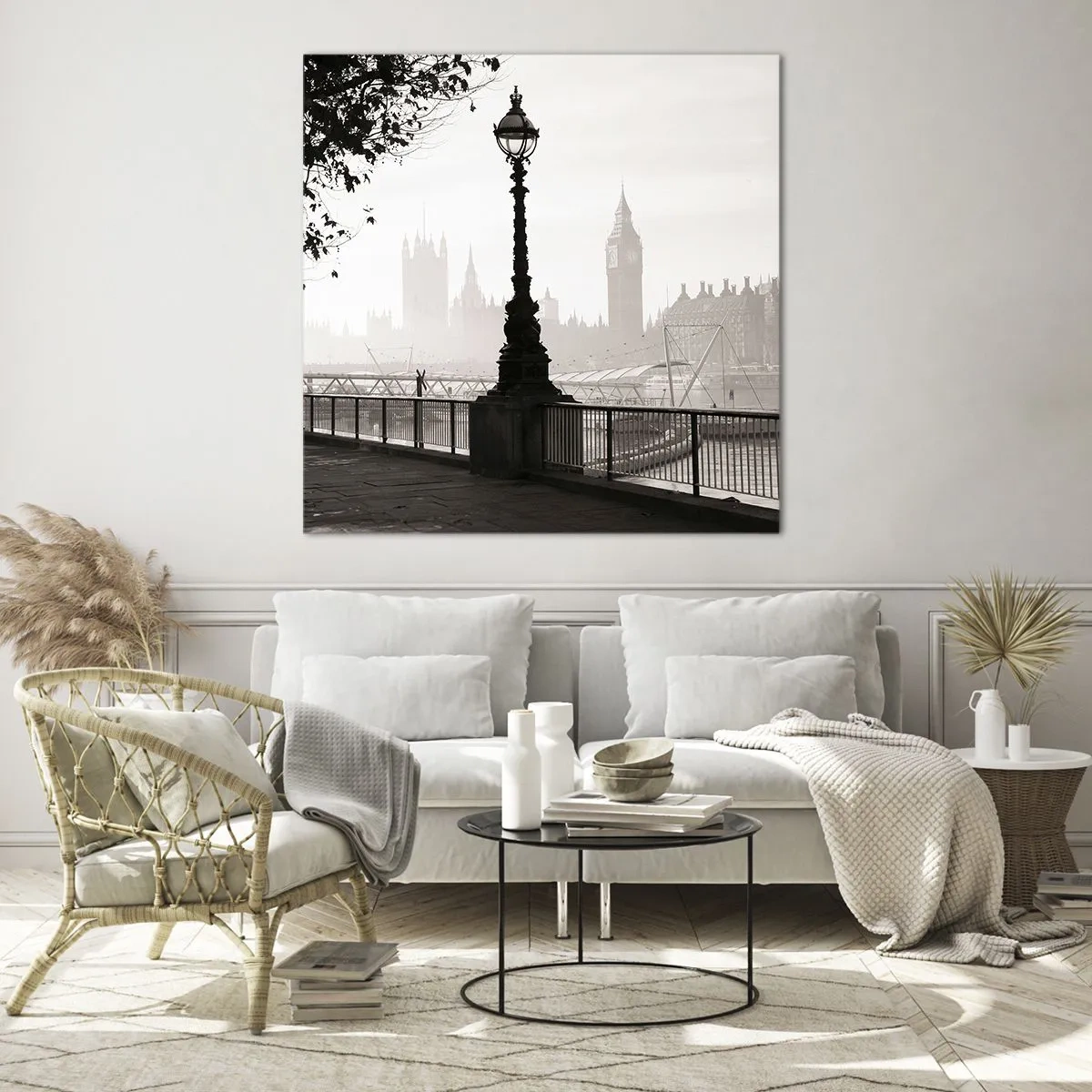 Glastavla - Bild på glas - Morgon i London - 50x50 cm