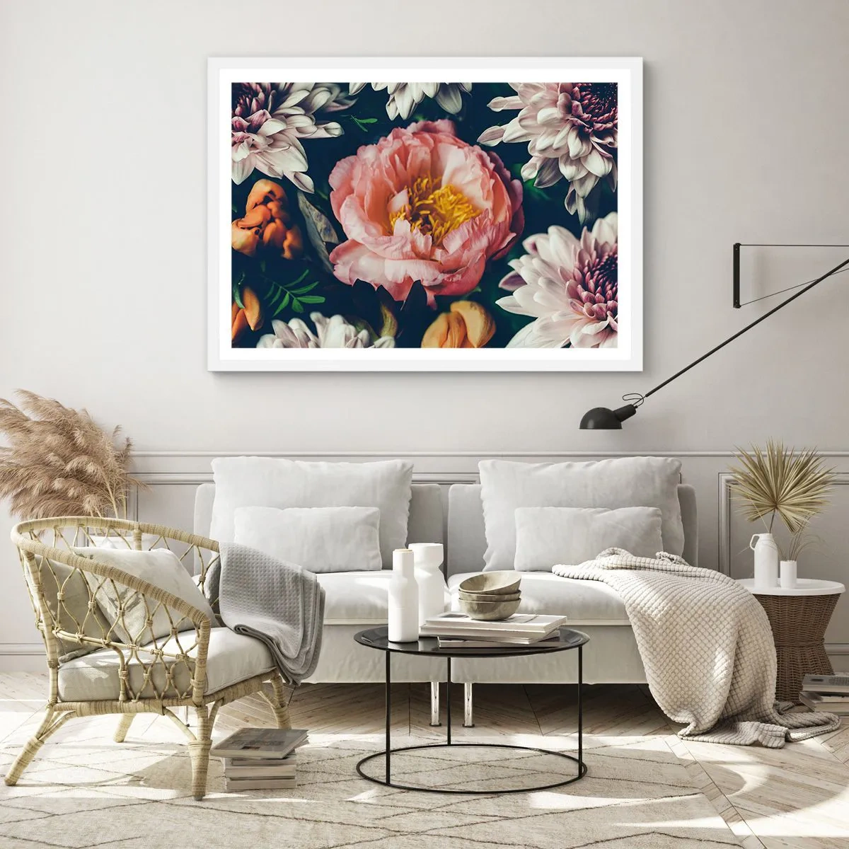 Affisch i vit ram - Med barockprakt - 100x70 cm