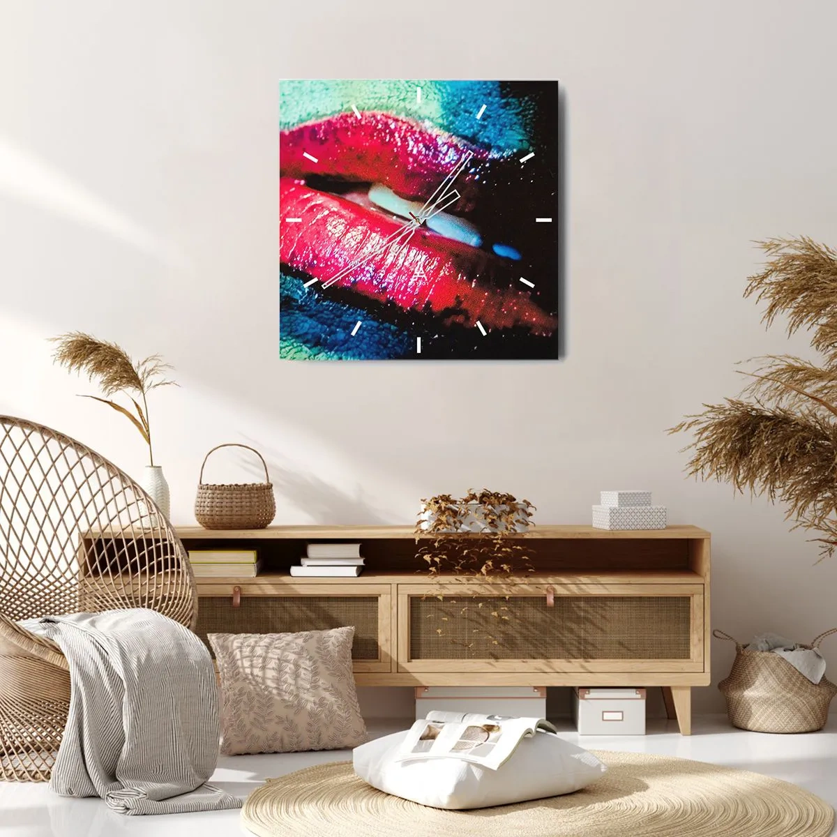 Väggklocka - Klocka på glas - Sensuella och oroväckande - 40x40 cm