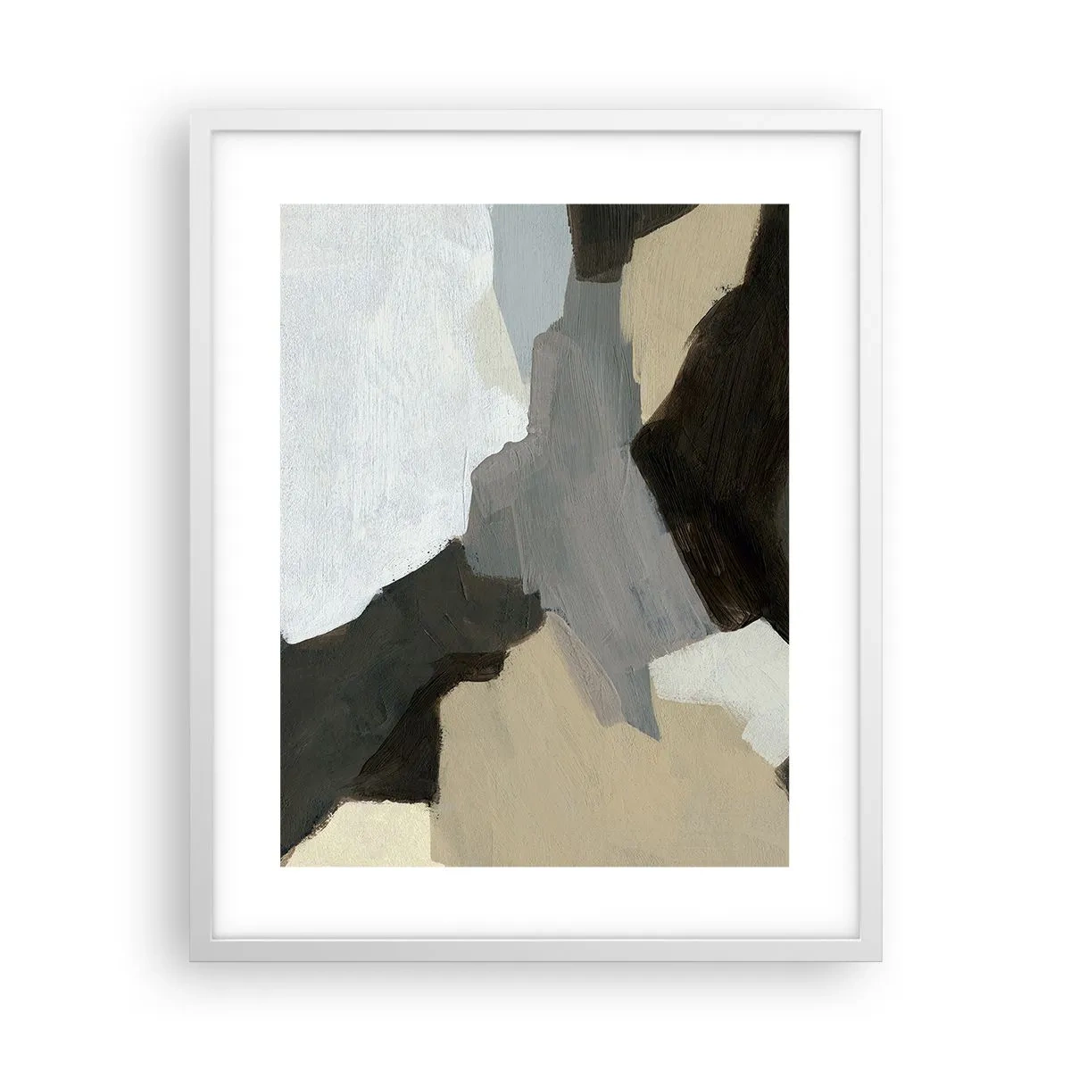 Affisch i vit ram - Abstraktion: avgrening av det gråa - 40x50 cm