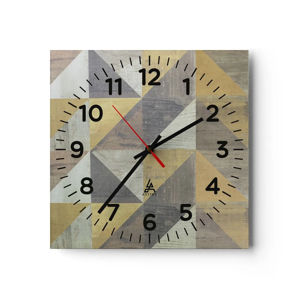 Väggklocka - Klocka på glas - Under triangelns vinkel - 40x40 cm