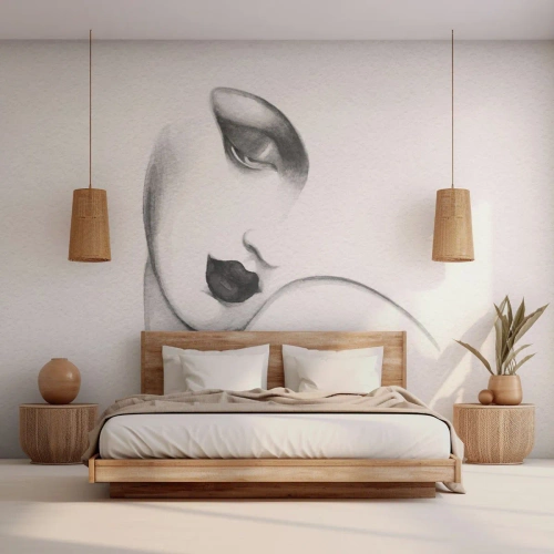 Fototapet Premium Canvas - I Łempickas stil - Porträtt av en kvinna, Kvinnans ansikte, Bit - 400x280 cm