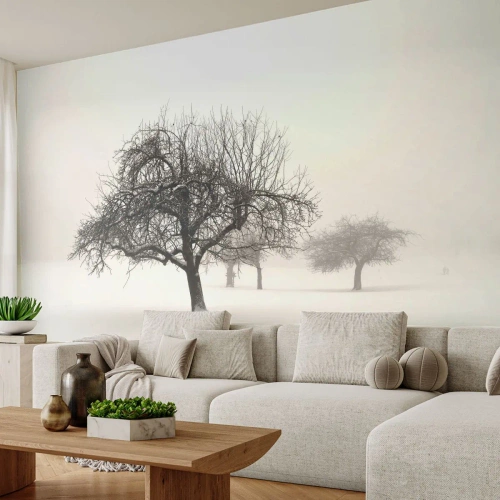 Fototapet Premium Sand - Vintersömn - Grafik, Träd, Natur - 100x70 cm