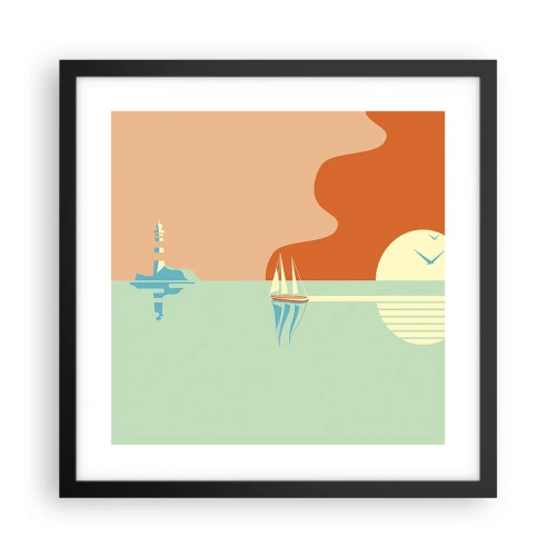 Affisch i svart ram - Perfekt havslandskap - 40x40 cm