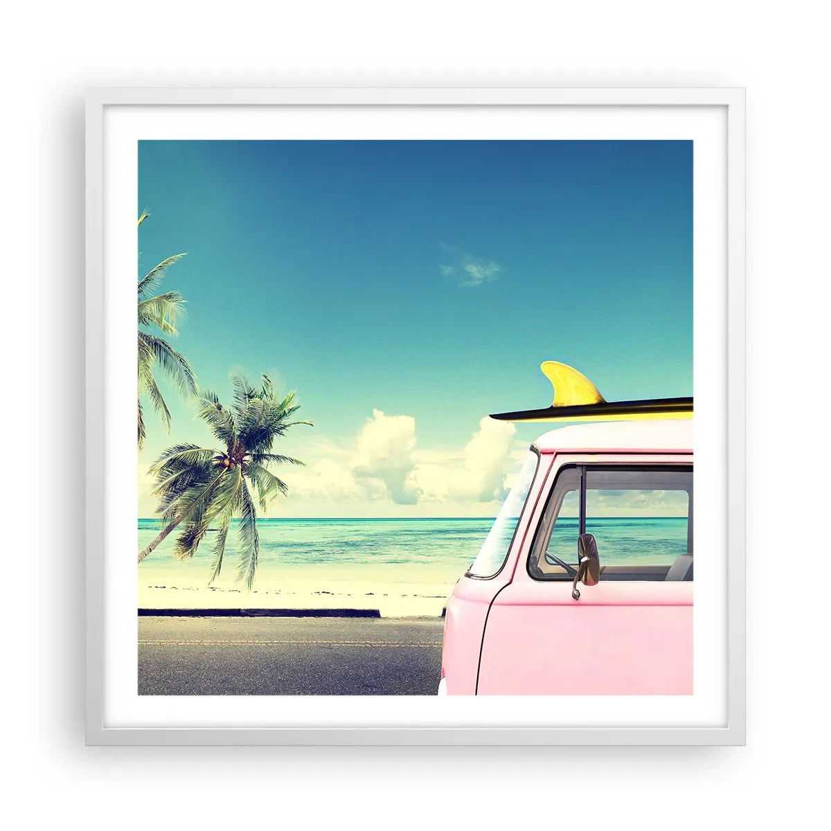 Affisch i vit ram - Dags att börja semester - 60x60 cm