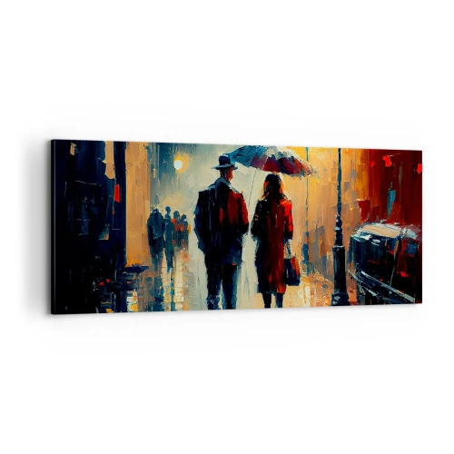 Canvastavla - Bild på duk - Kärlekshistoria på stan - 100x40 cm