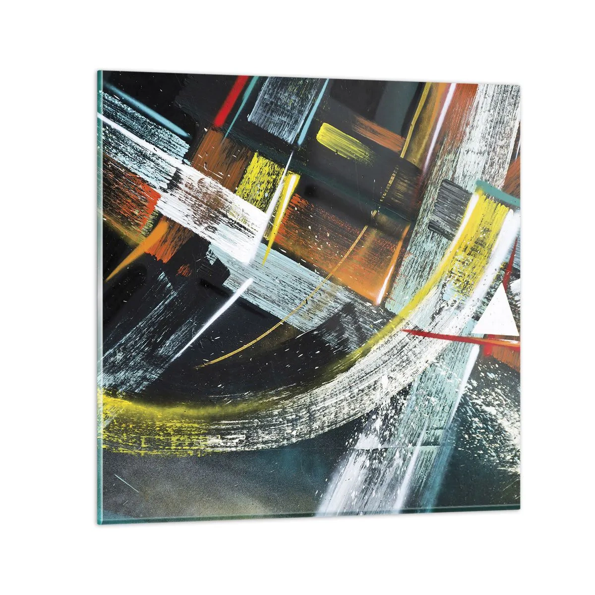Glastavla - Bild på glas - Rörelsens energi - 30x30 cm