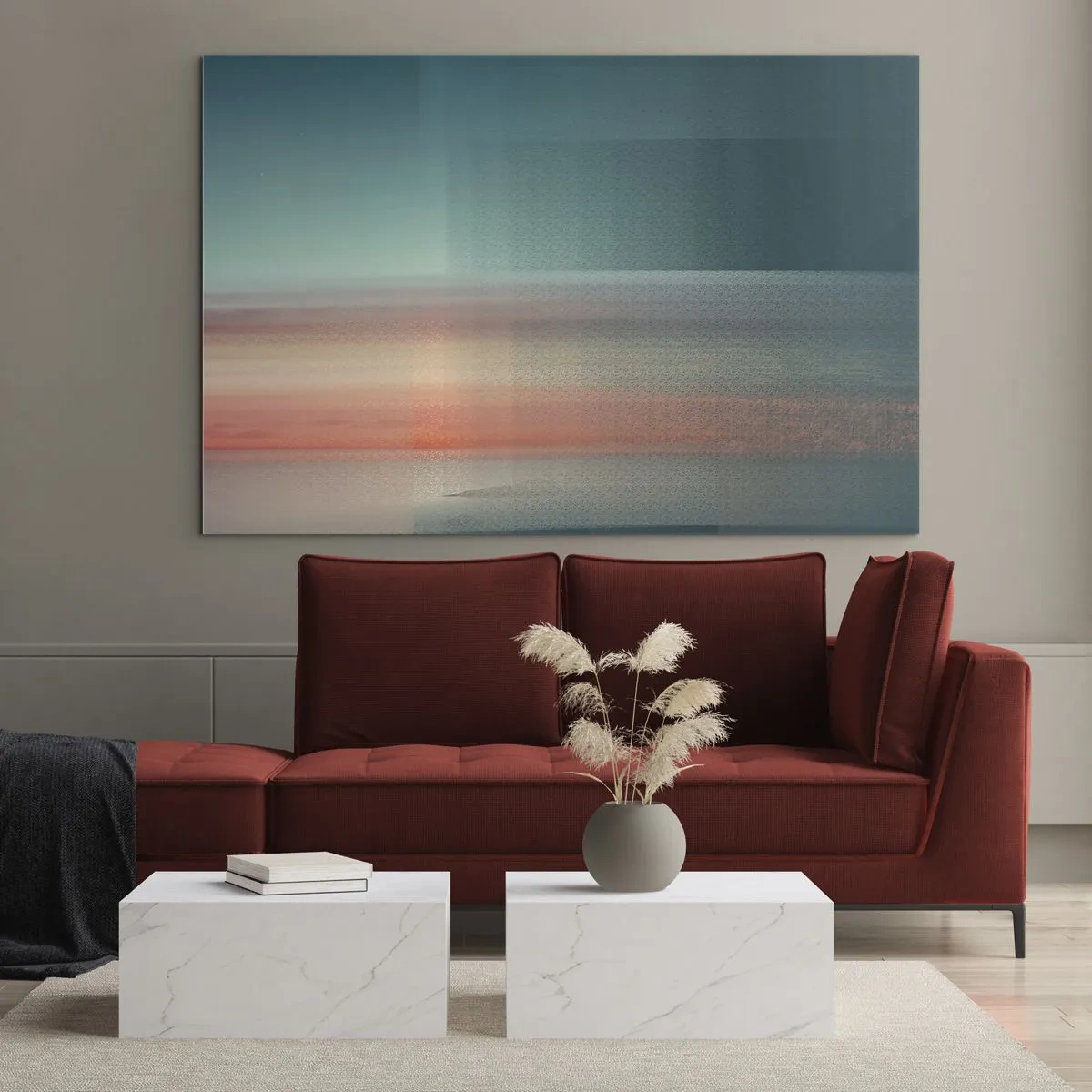 Glastavla - Bild på glas - Abstraktion: ljusvågor - 100x70 cm