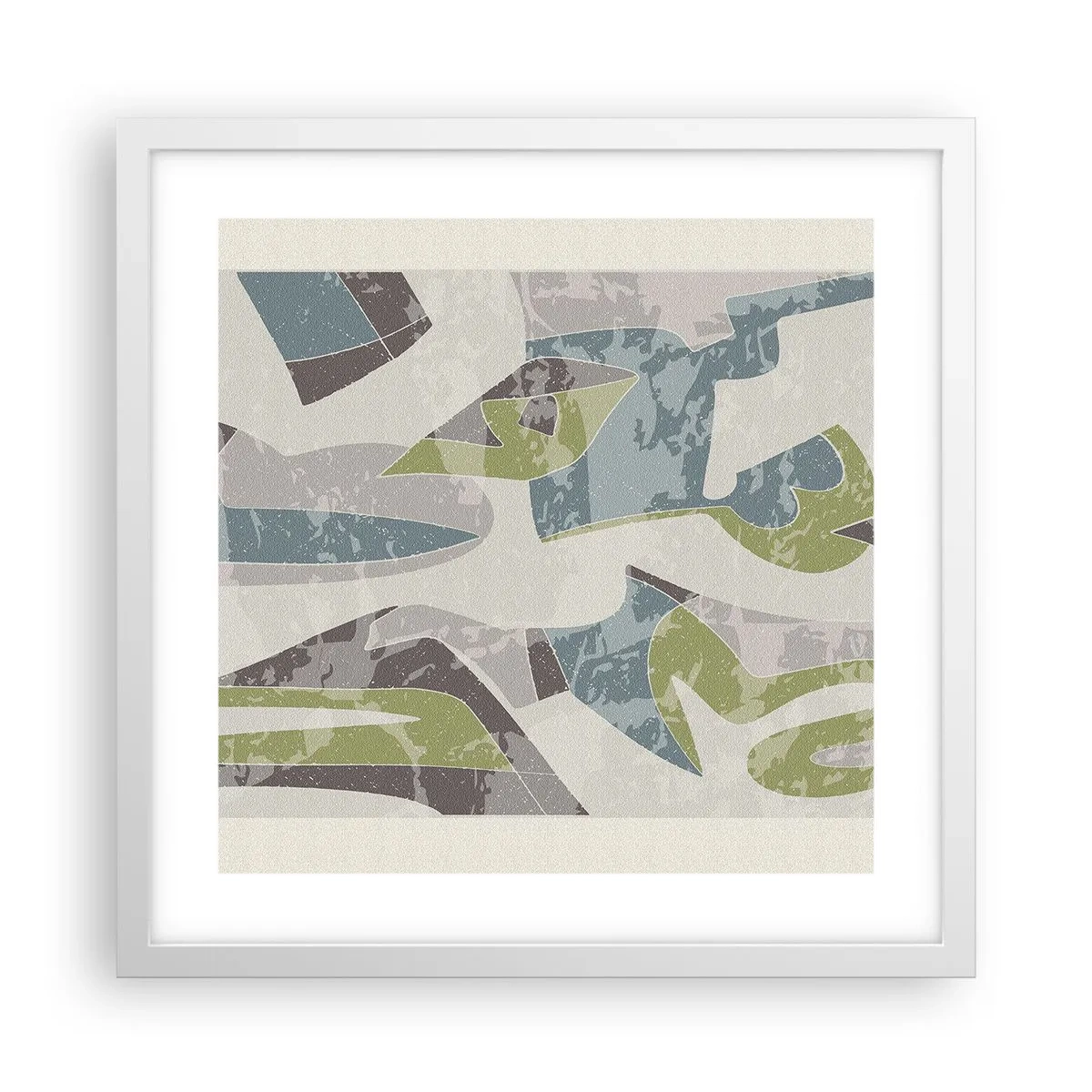 Affisch i vit ram - Komposition bakom glas - 40x40 cm