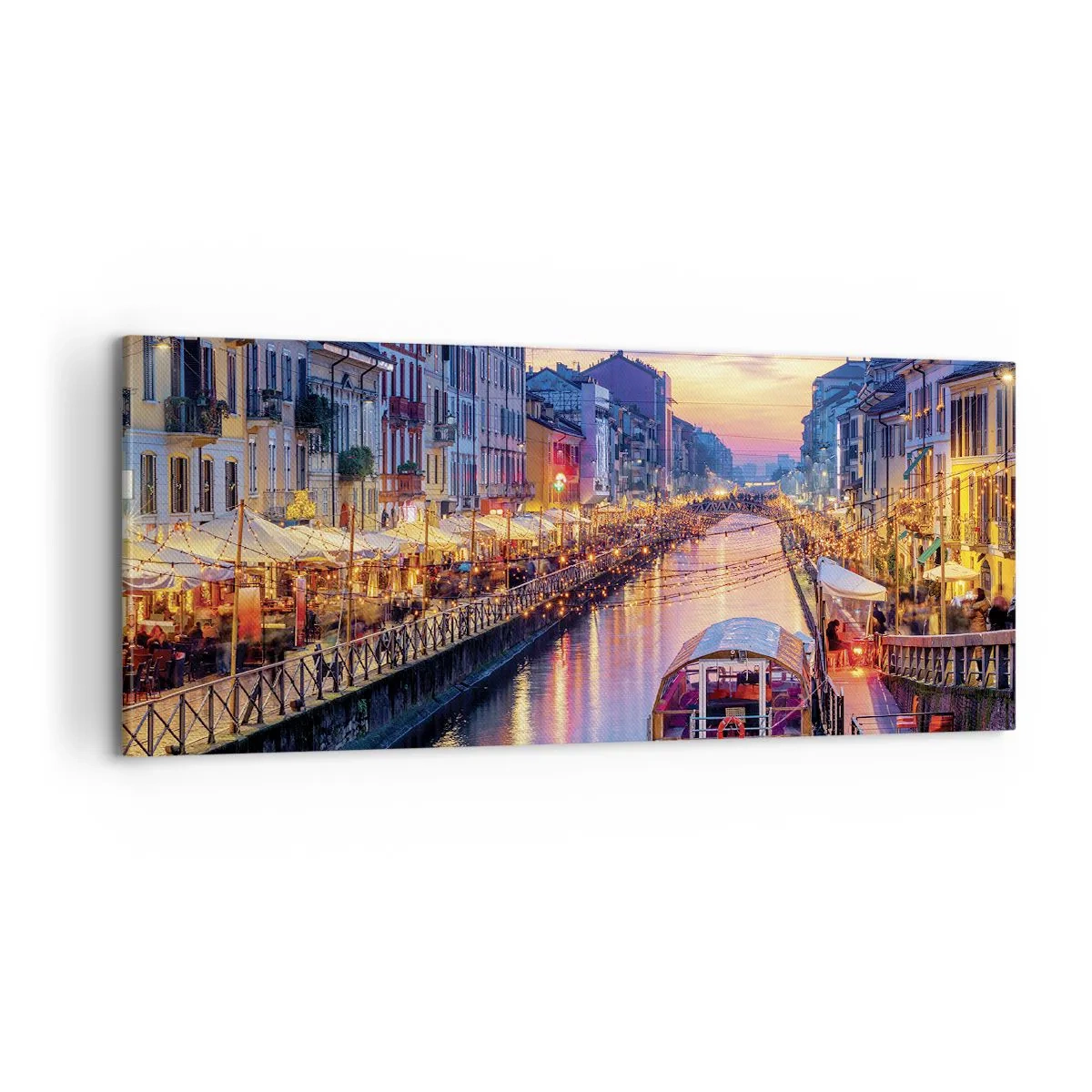 Canvastavla - Bild på duk - Ljusets och nöjets kväll - 100x40 cm
