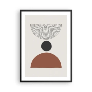 Affisch i svart ram - Geometriskt motiv med en halvcirkel och linjer på en ljus bakgrund - 50x70cm - I fokus - Modern väggdekoration för vardagsrum och sovrum ARTTOR
