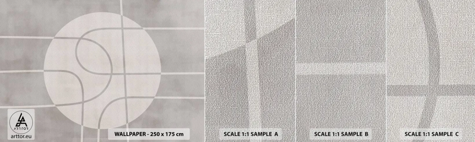 Provbit av fototapet Premium Canvas - Cirkulärt och rakt fram - Ljus, Minimalistisk, Hjul - 100x30 cm