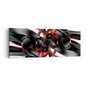 Canvastavla - Bild på duk - Rörelse i grafit och röd - 140x50 cm