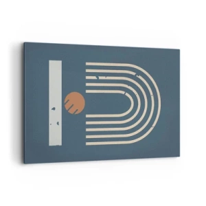 Canvastavla - Bild på duk - Geometri mot mörkblå bakgrund - 120x80 cm