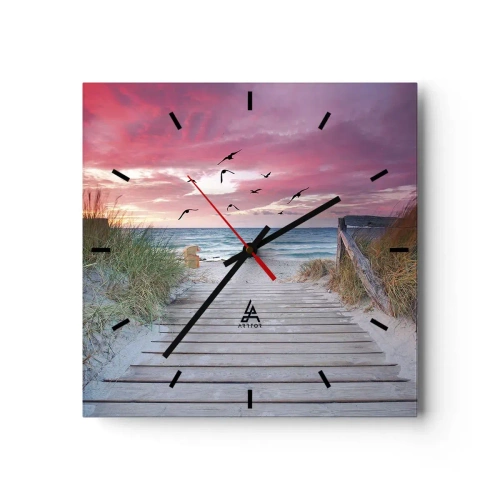 Väggklocka - Klocka på glas - Östersjöimpression - 40x40 cm