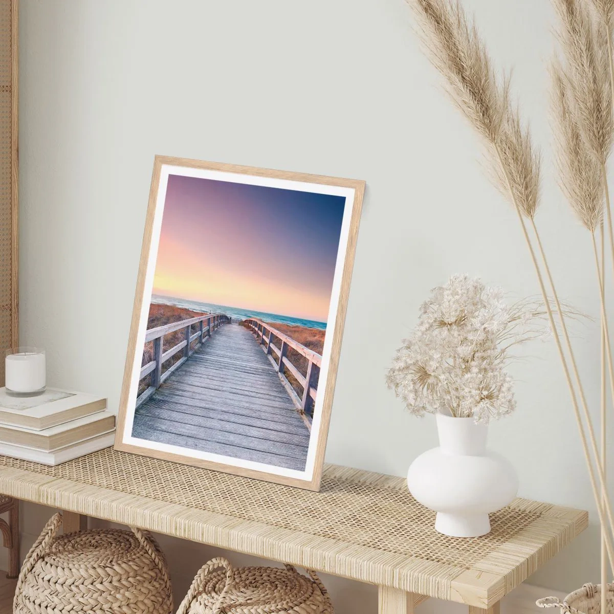 Affisch i ram av ljusek - Kvällssken i Östersjön - 50x70 cm