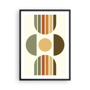 Affisch i svart ram - Abstrakt geometriskt mönster i jordfärger med cirklar och halvcirklar - 50x70cm - I jordens färger - Modern väggdekoration för vardagsrum och sovrum ARTTOR